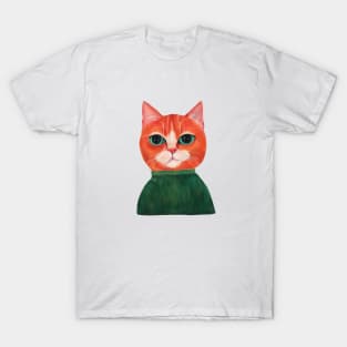 Funny Orange Cat Digital Artwork T-Shirt